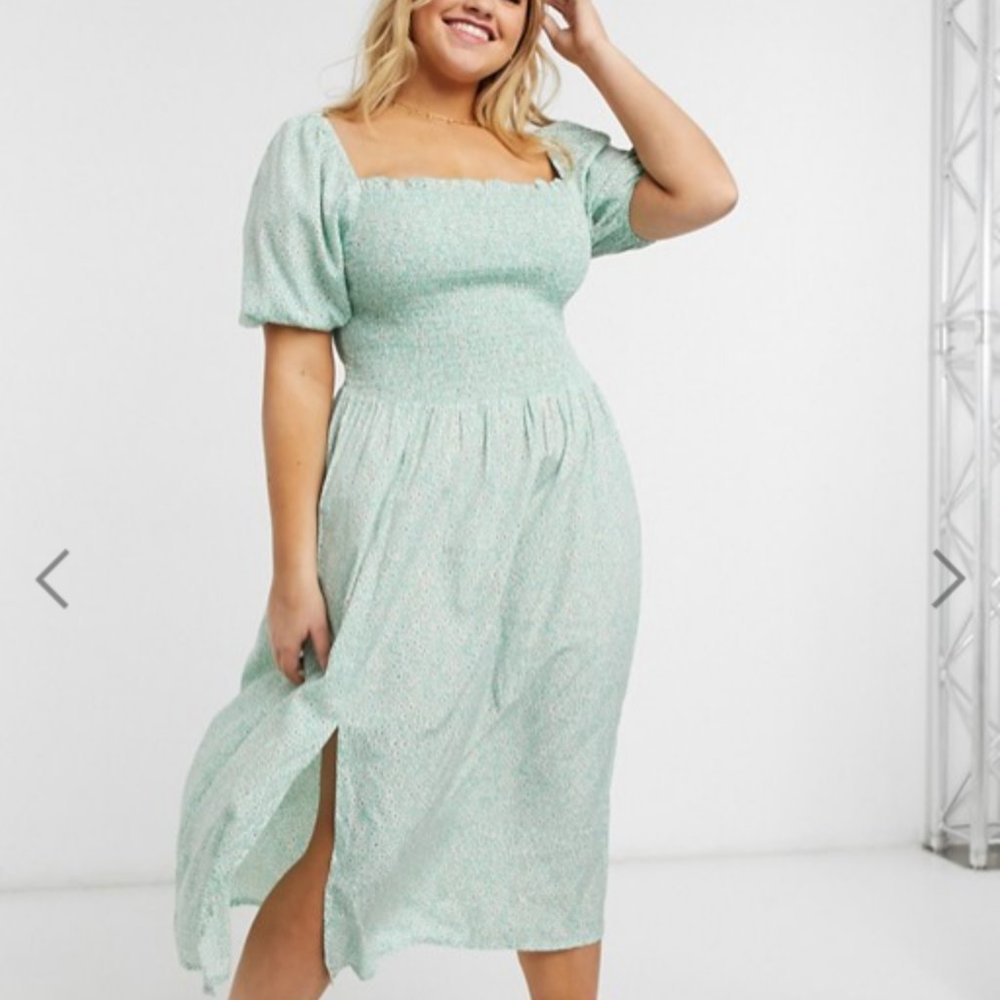 Influence Plus Floral Puff Sleeve Midi Dress